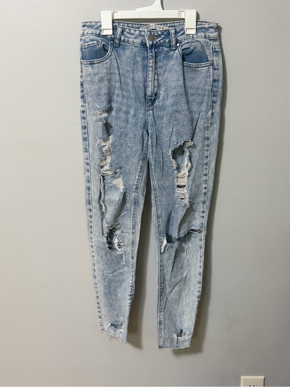 Tinseltown Size 5 Acid Wash Distressed Ripped Jeans High Rise Mom Boyfriend Y2K